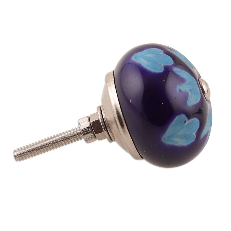 Novica Handmade Midnight Foliage Ceramic Knobs (Set Of 6)
