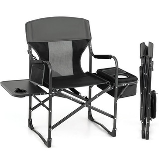 Folding Camping Directors Chair with Cooler Bag and Side Table -  45" x 22" x 39"