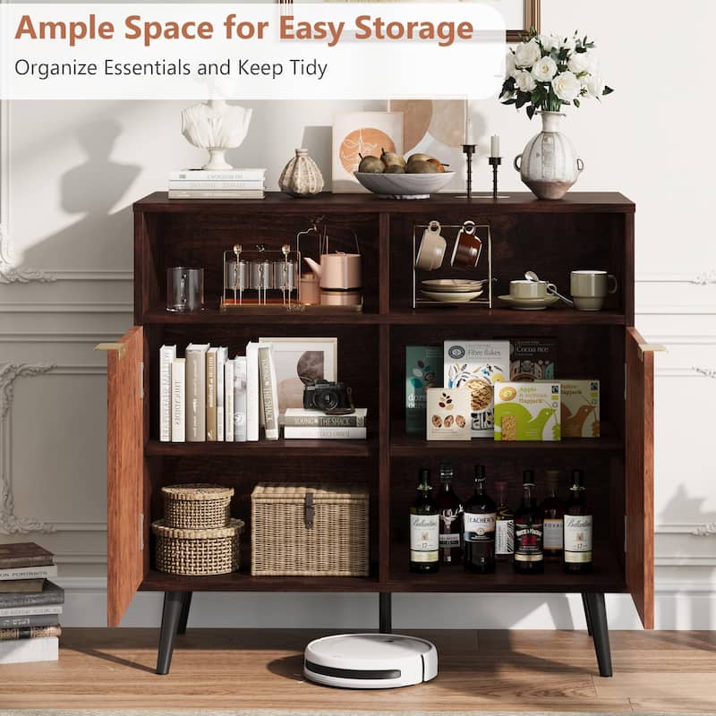 Buffet Cabinet Sideboard with Storage,31.5'' Credenza Storage Cabinet with Doors,Kitchen Buffet Coffee Station Cabinet