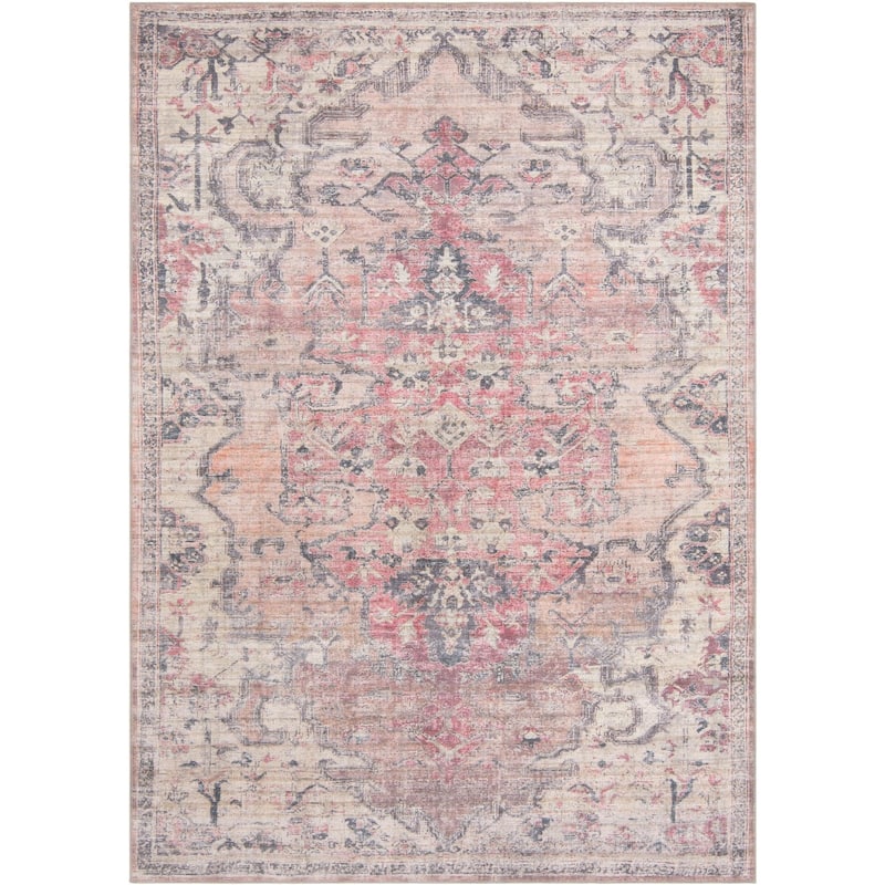 Transitional Pria Collection Area Rug - 7'10"x11' - Beige-Pink