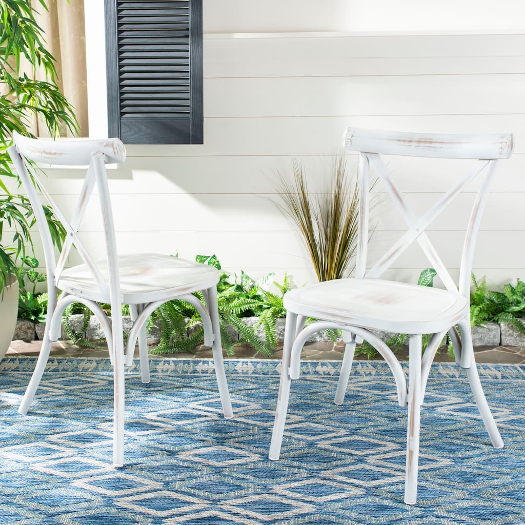 SAFAVIEH Outdoor Tayla Chair - White (Set of 2) - 19Wx17Dx34H