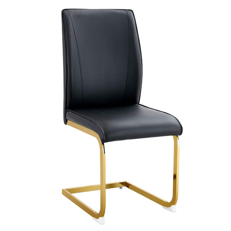 Luxury Arched PU Dining Chairs Set of 6 with Gold Legs and Ergonomic Support Back for Open Kitchens, or Entertaining