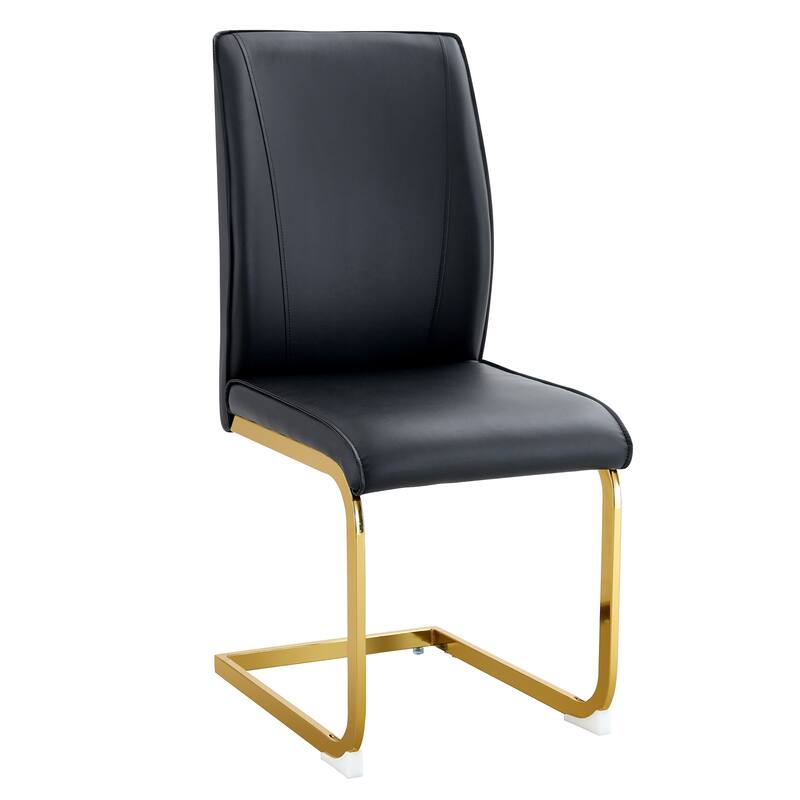 Roomfitters PU Dining Chairs with Arched Gold Metal Legs, High Resilience Upholstered Set of 8 for Dining Room