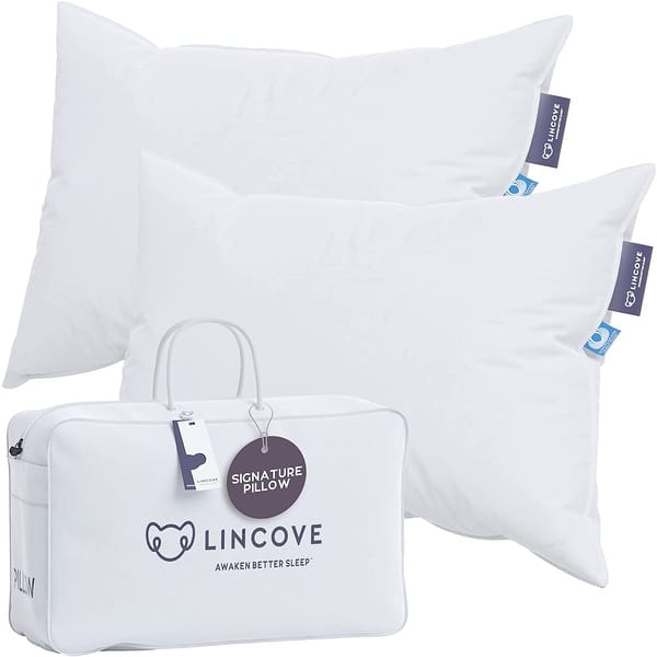 slide 2 of 18, Lincove Signature Hutterite Canadian Down Pillow - 800 fill power, Made in Canada Firm - King - Set of 2