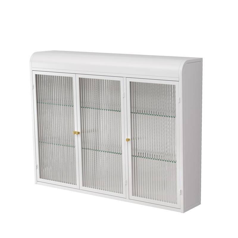 Modern Minimalist 3 Door Arched Wall Mounted Glass Cabinet