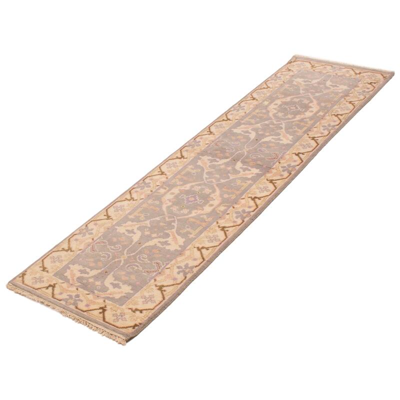 ECARPETGALLERY Hand-knotted Royal Oushak Grey Wool Rug - 2'7 x 9'9