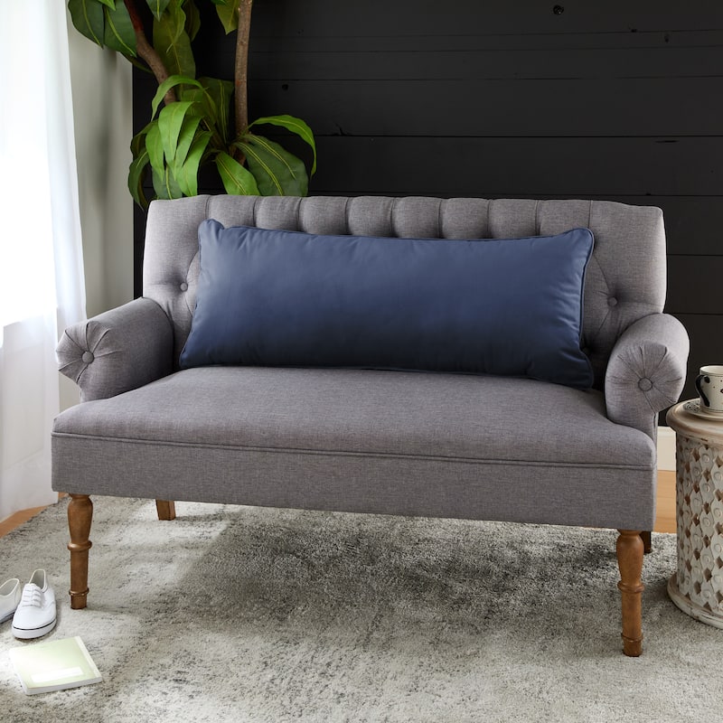 Sorra Home Solid Velvet Indoor Corded Pillow Single - Navy 16 in H x 42 in W x 7 in D