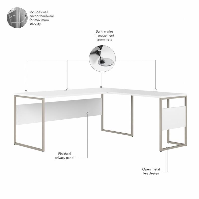 Hybrid 72W x 30D L Shaped Table Desk by Bush Business Furniture