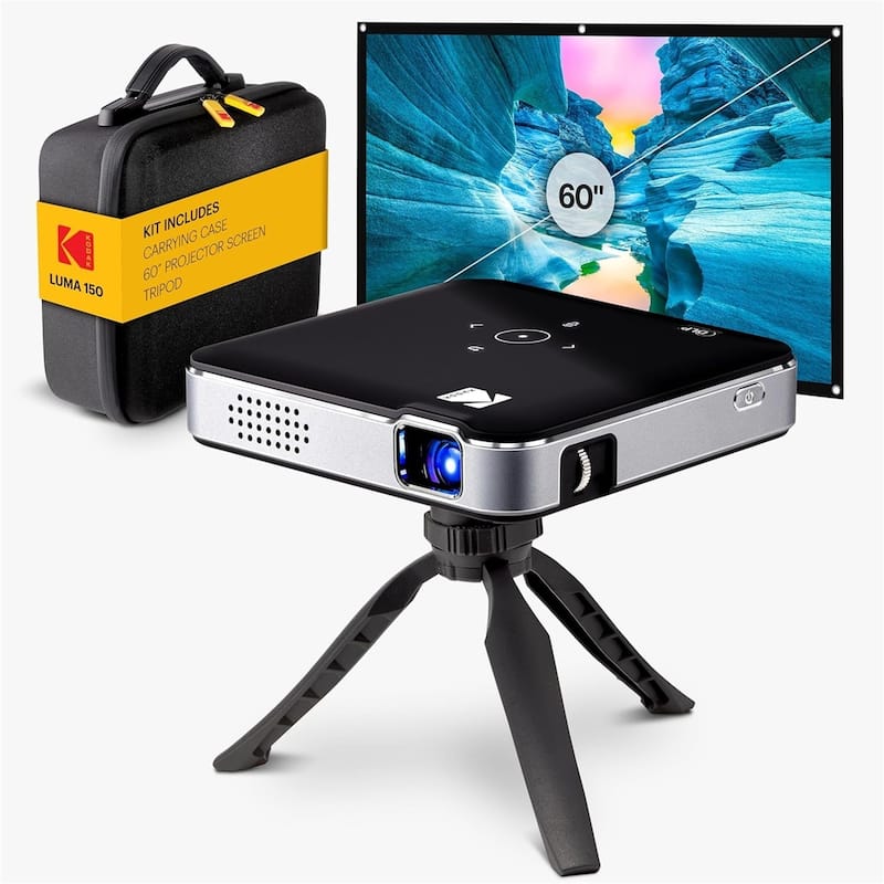 Kodak Luma 150 Pico Projector, Rechargeable Ultra Mini Projector w/60" Screen, Tripod & Case - Black