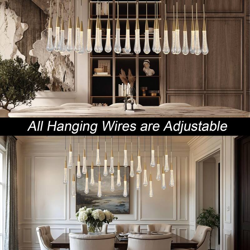 KAYLA Raindrop Chandelier, Modern Glass Pendant Light, Bulb Included