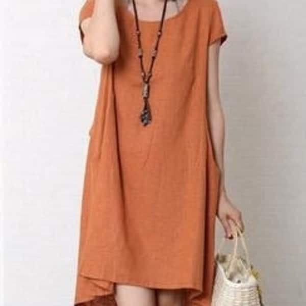 Shop Summer Dress Large Dresses Women Cotton Linen Clothing Summer