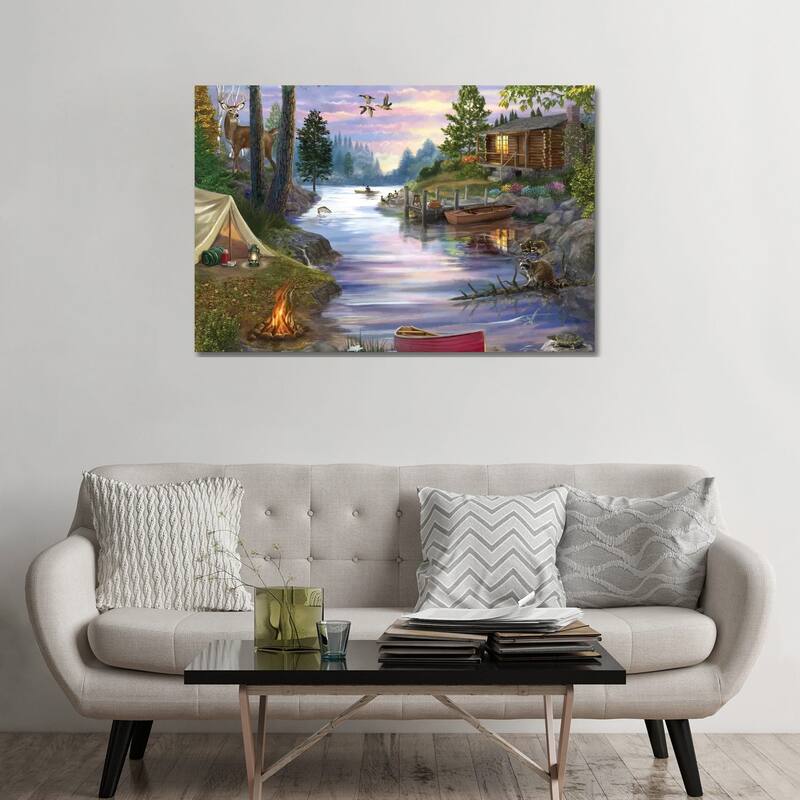 iCanvas "Cabin Lake" by Bigelow Illustrations Canvas Print - 32x48x1.5