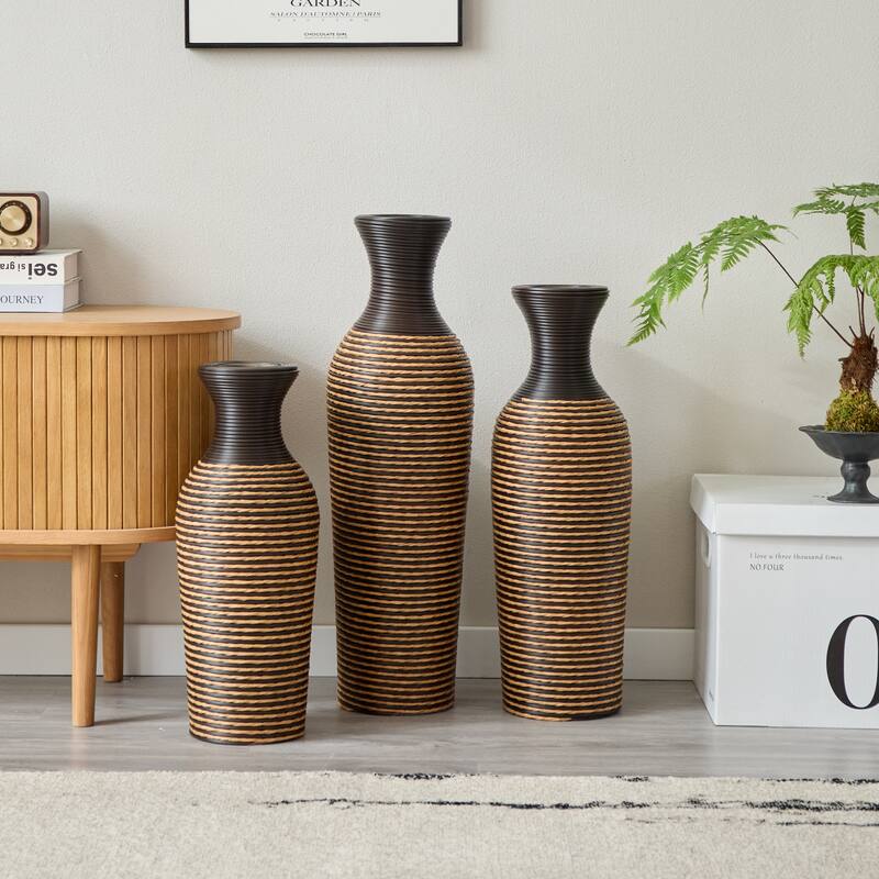 3-Piece Set Decorative Floor Vases, Floor Vases With High Independent Flower Racks, Artificial Vine Vases, Pvc Floor Vases