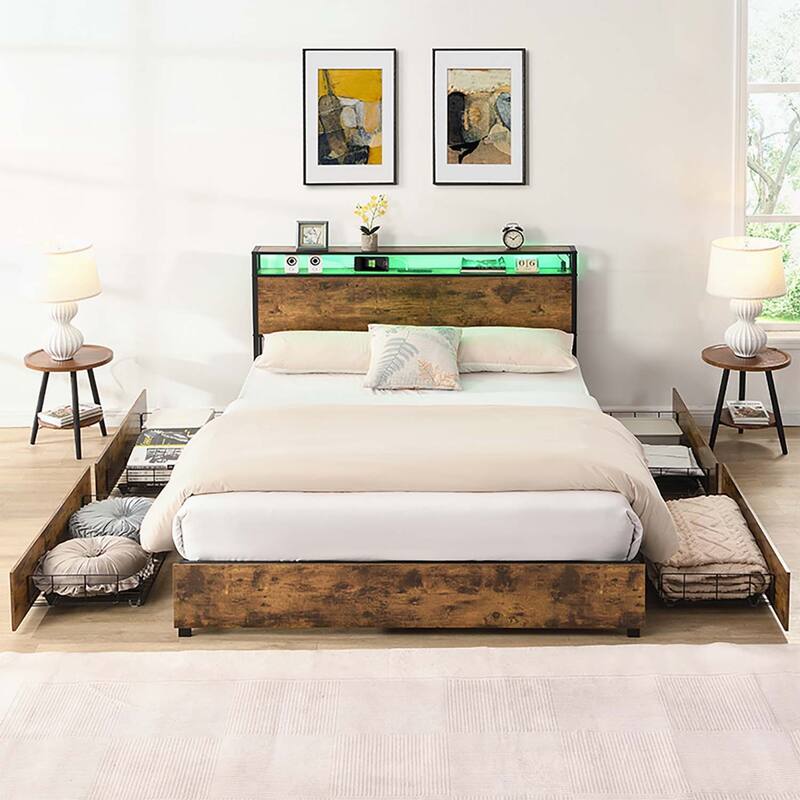 Metal Bed with Advanced Features for Supreme Comfort and Storage Enhancement