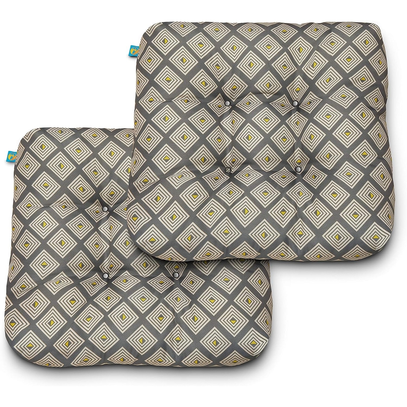 Water-Resistant Indoor/Outdoor Seat Cushions, 19 x 19 x 5 Inch, 2 Pack, Moonstone Mosaic