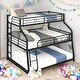 preview thumbnail 1 of 18, Twin XL/Full XL/Queen Triple Bunk Bed with Ladder & Guardrails,Black Black