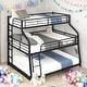 preview thumbnail 2 of 18, Twin XL/Full XL/Queen Triple Modern Style Bunk Bed with Long and Short Ladder and Full-Length Guardrails, Space-Saving,Black