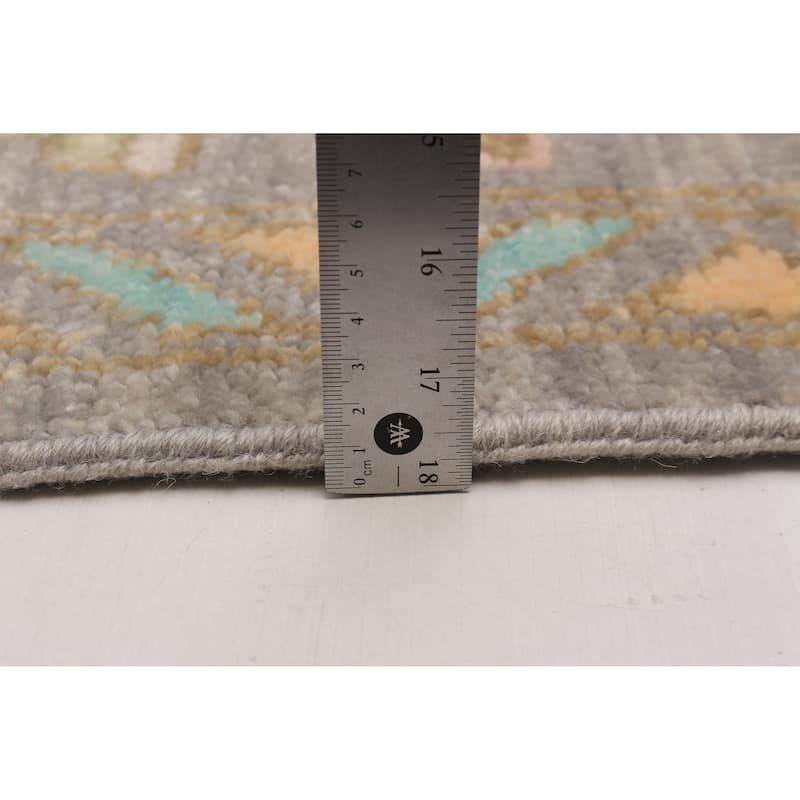 ECARPETGALLERY Hand-knotted Modern Oushak Grey Wool Rug - 10' 2" x 14'