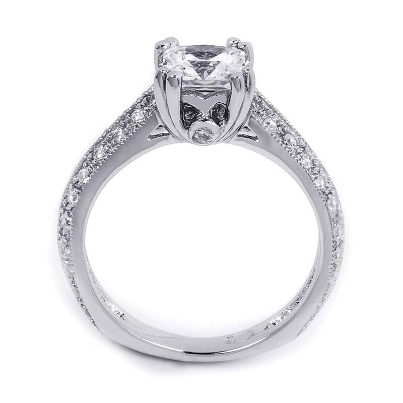Sterling Silver Princess Cut 1.5 CT White Cubic Zirconia Bridal Ring