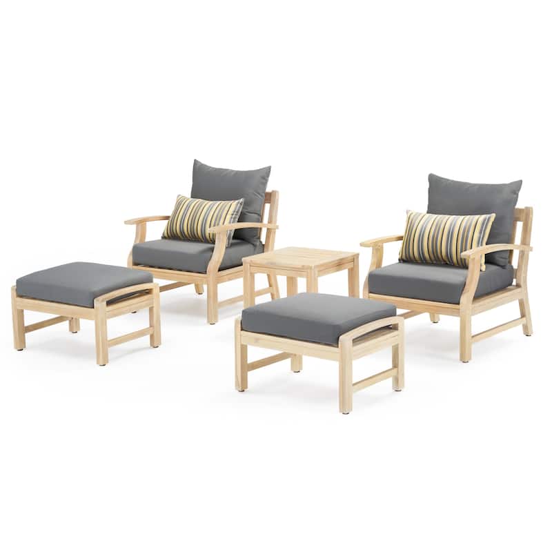 Kooper 5 Piece Sunbrella Outdoor Patio Club Chair And Ottoman Set