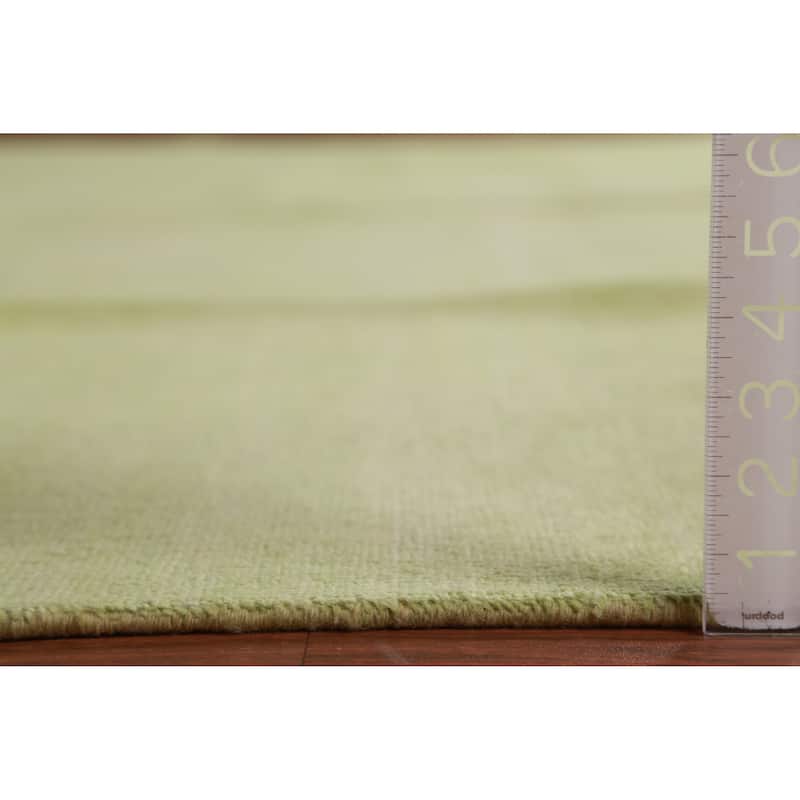 Hand Knotted Oriental 100% Wool Carpet Modern Solid Green Gabbeh Area Rug - 13' 11'' X 9' 10''