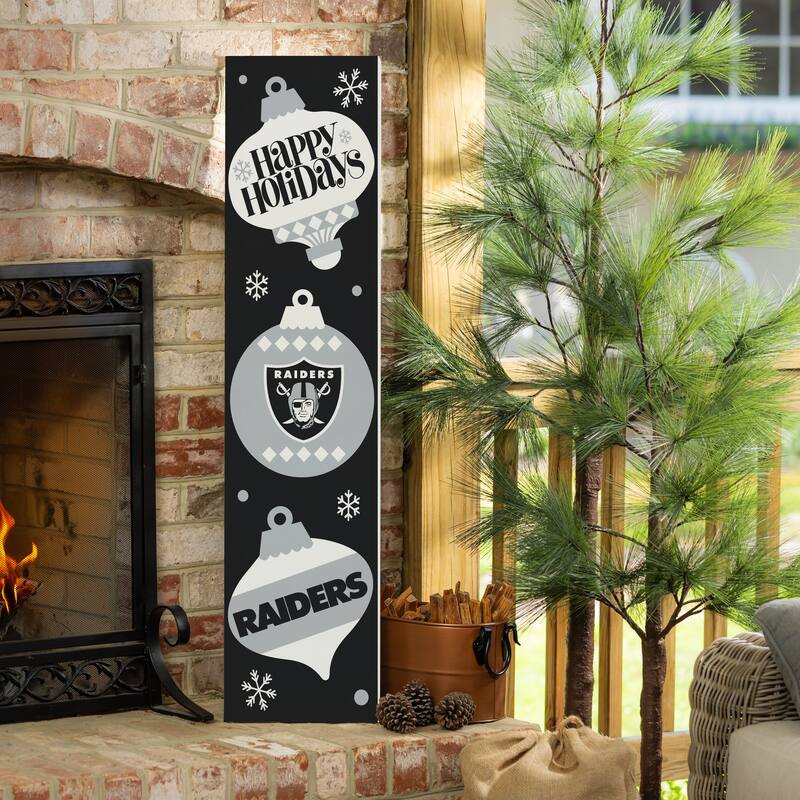 47" Double Sided Seasonal Porch Leaner, Las Vegas Raiders - 47" x 11.25" - Christmas
