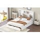 preview thumbnail 5 of 22, Queen Size Solid Pine Wood Platform Kids Bed Frame with Built-In Storage Shelves of the Headboard and 2-Drawers, White