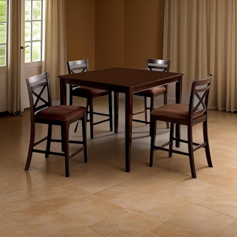 Weston I Dapper Five Counter Table Set, Transitional Style, Espresso