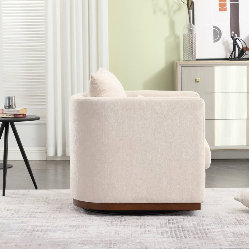 GDFStudio - Harper Chenille Swivel Barrel Chair with Sturdy Metal Base and Ergonomic Design