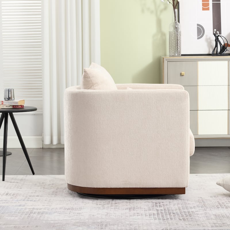 Modern 31.5" Chenille Upholstered 360° Swivel Accent Chair with Sturdy Hardwood Frame for Living Room