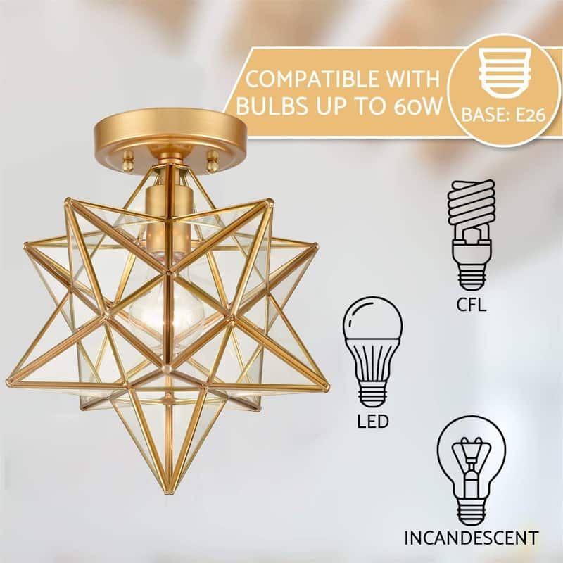 Feltre Industrial Moravian Star Ceiling Light with Clear Glass 12 Inches