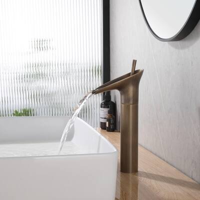 Waterfall Bathroom Faucet Single Handle Single Hole Vessel Sink Faucet