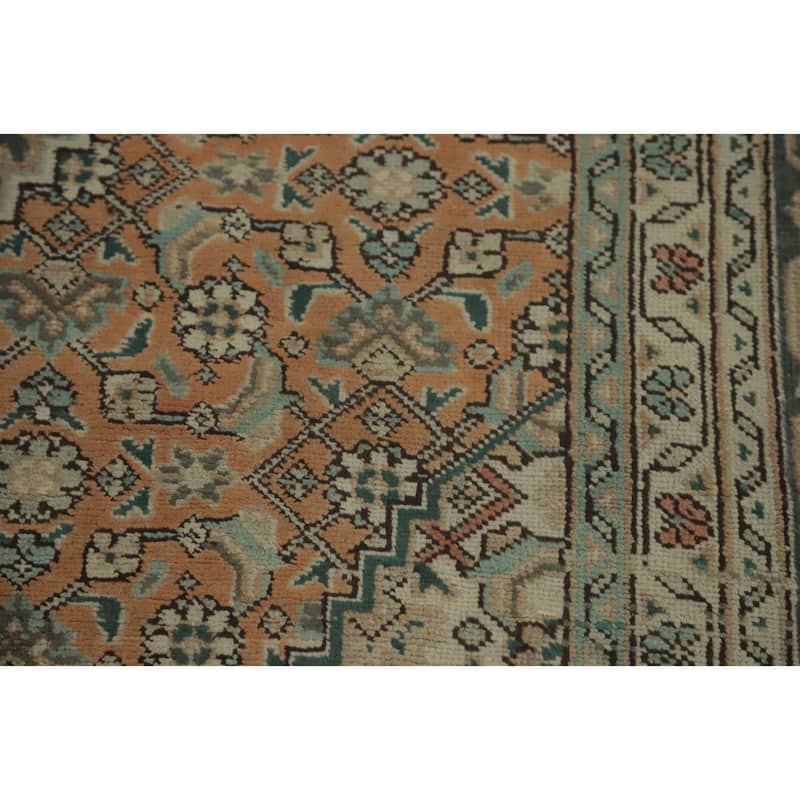 Hand Knotted Oriental 100% Wool Carpet Traditional Medallion Oranges & Rust Tabriz Area Rug - 9' 6'' X 6' 7''