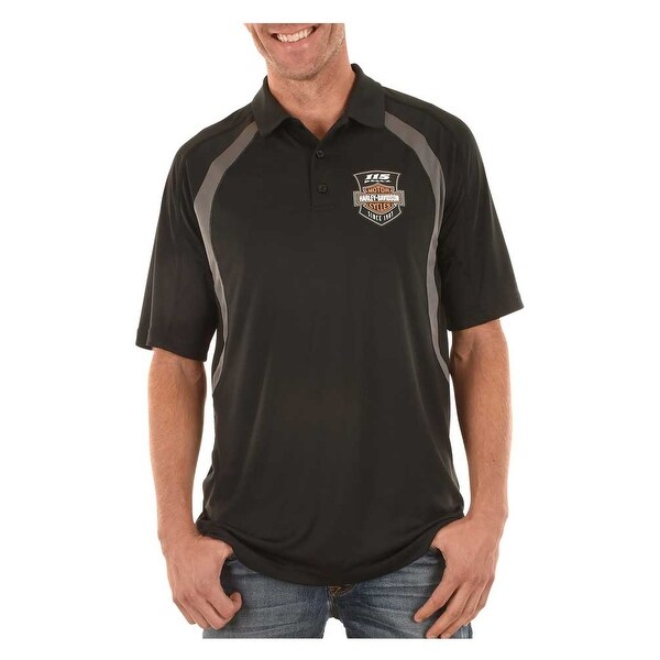Harley Davidson Men S 115th Anniversary Wasted Metal Polo Shirt Harley Davidson Men X27 S 115th Anniversary Wasted Metal Polo Shirt Black