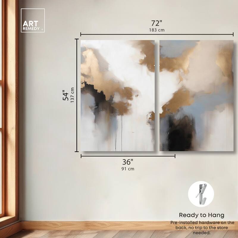 Golden Nebula Canvas Set of 2 by Art Remedy, Gallery Wrapped