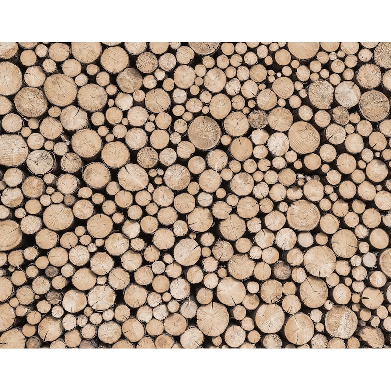 Global Fusion Wooden Logs 6-Panel Wall Mural - 8.2-feet high x 10.4-feet wide - Brown