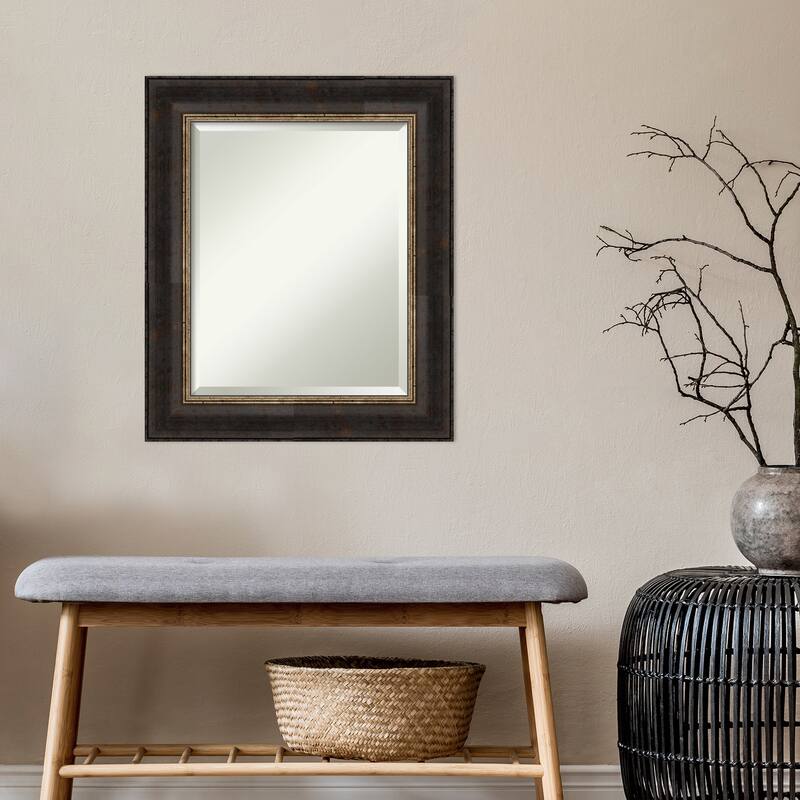 Beveled Bathroom Wall Mirror - Varied Black Frame - Varied Black