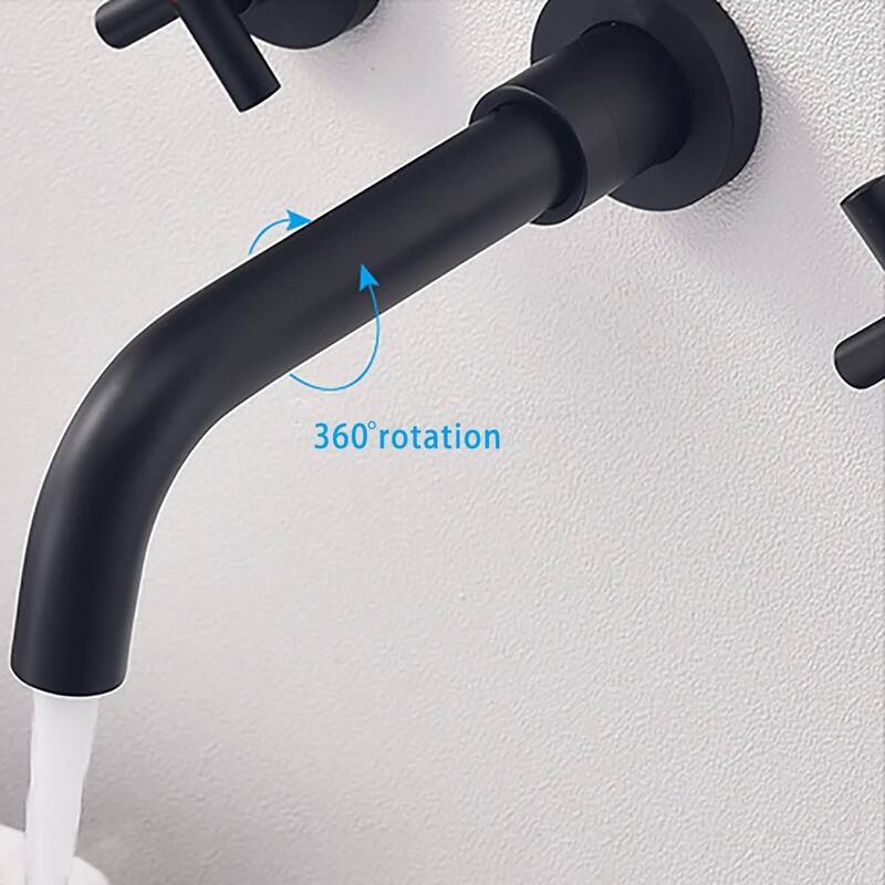 Modern Wall Mounted Bathroom Sink Faucet with Cross Design Handle, Rust and Corrosion Resistant, Anti Fingerprint