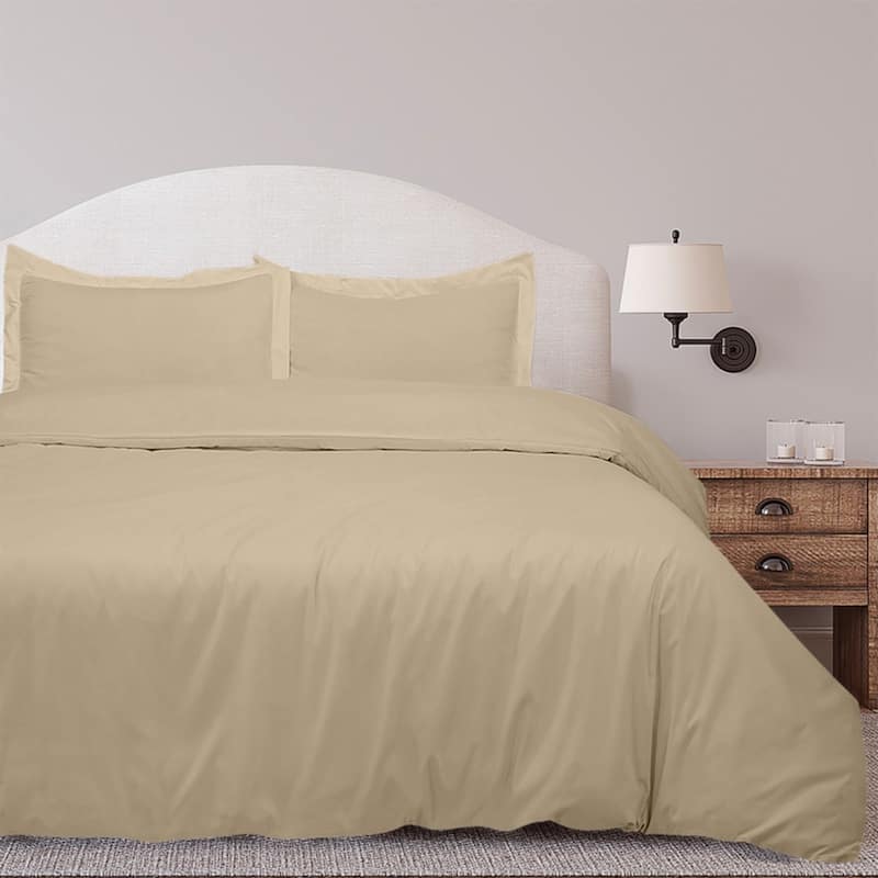 Royale Linens Black Duvet Cover Full Size - Soft Duvet Cover Set - 3 Piece Double Brushed Full Duvet Covers with Zipper Closure - Sand - King
