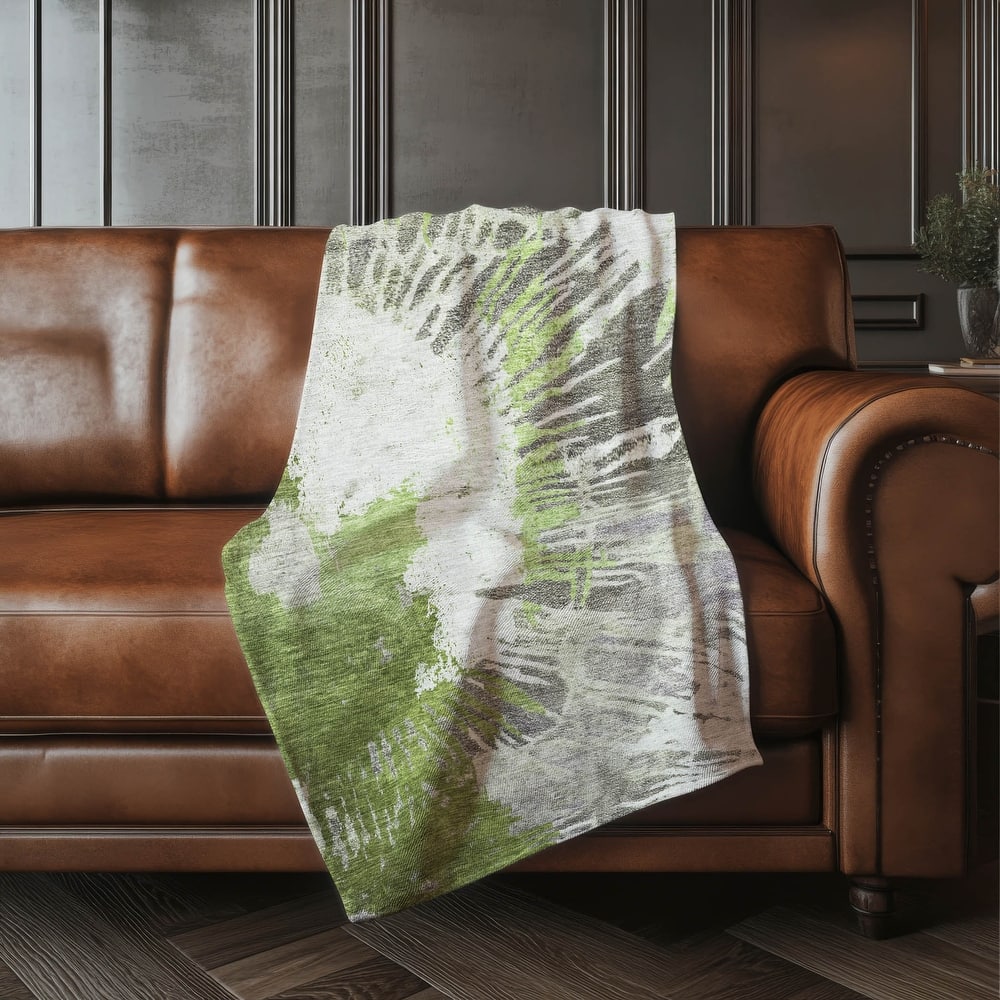 Premium Machine Washable Contemporary Abstract Sherpa Throw Blanket