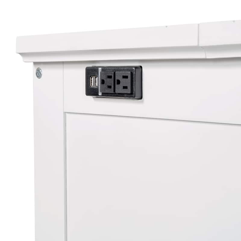 Murphy Bed Chest Cube Cabinet Bed with Charging Station and Large Storage Drawer