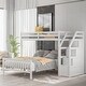 preview thumbnail 16 of 29, Twin Over Full Loft Bed with Staircase, Storage, Reversible Ladder, Grey White