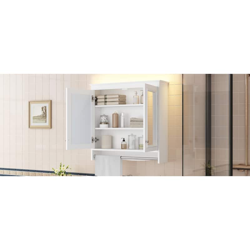 3-in-1 Bathroom Mirror Cabinet, 30"Wall Mounted Medicine Cabinet with Adjustable Shelves & Soft Close Doors