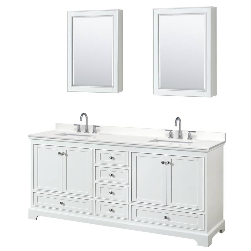 Wyndham Collection WCS202080D-QTZ-US3MED Deborah 80" Free Standing - White / White Quartz Top / Polished Chrome