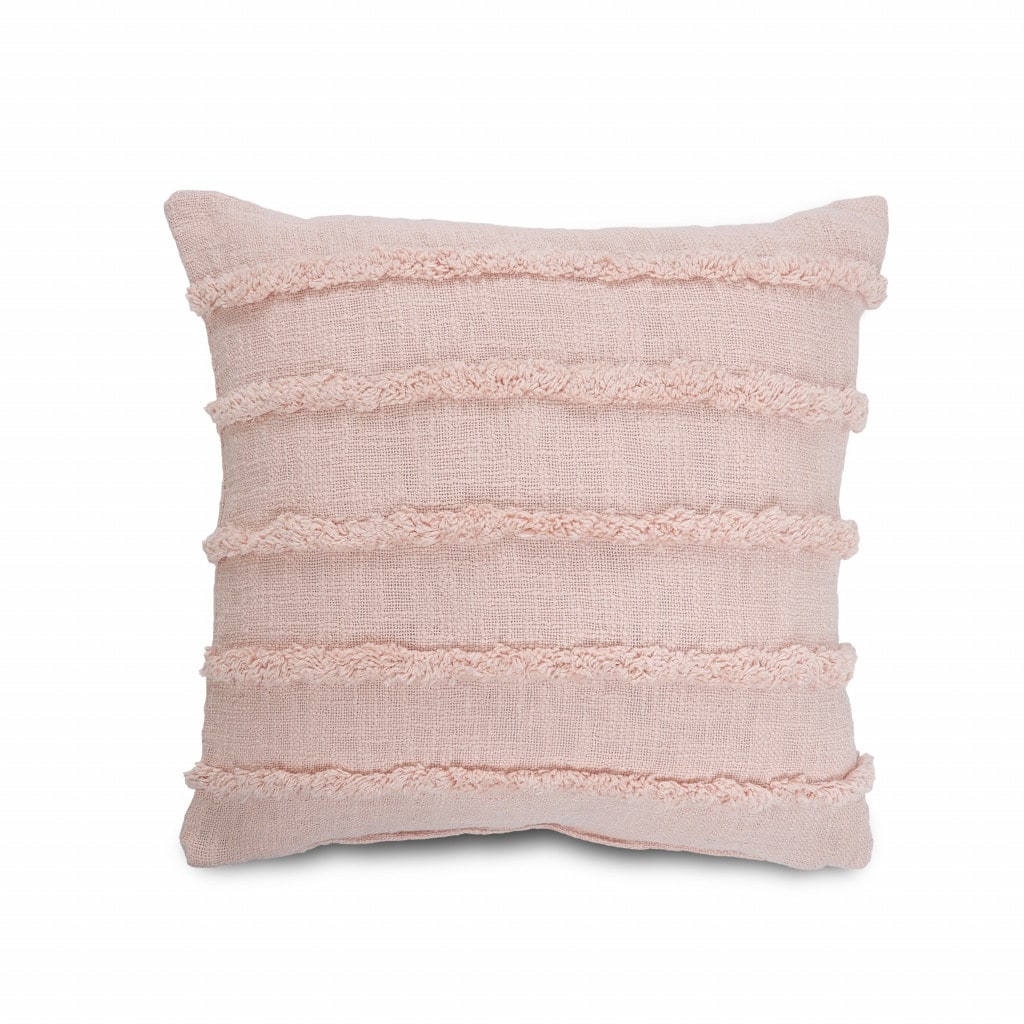 HomeRoots 20" X 20" Pearl Blush And Peach 100% Cotton Zippered Pillow