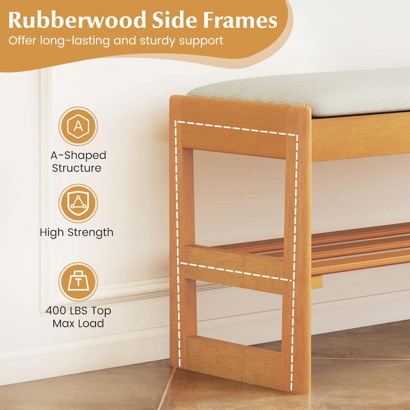 Gymax 40'' 2-Tier Shoe Rack Bench w/Flip-Top Storage Slatted Shelf for