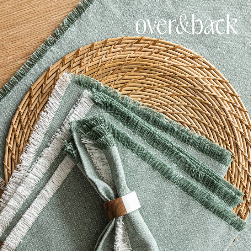 over&back 100% Cotton Frayed Chambray Placemats - Set of 4