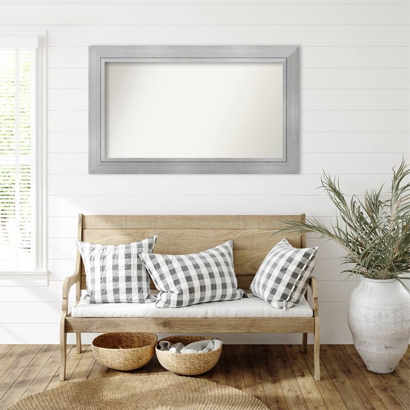 Romano Silver Framed Non-Beveled Custom Wall Mirror, Bathroom Vanity Mirror