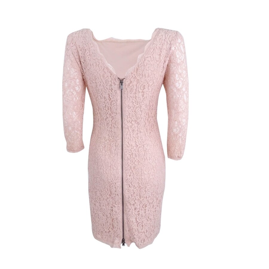 adrianna papell lace sheath dress blush