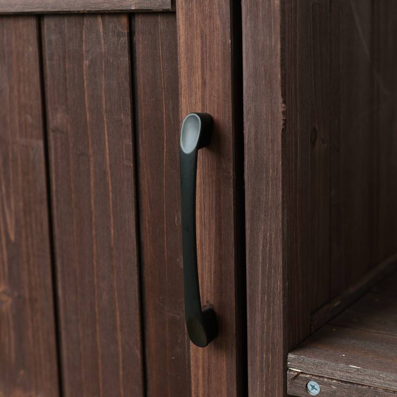 Fir Wood Outdoor Kitchen Prep Station Cart with Stainless Steel Top & Towel Rack